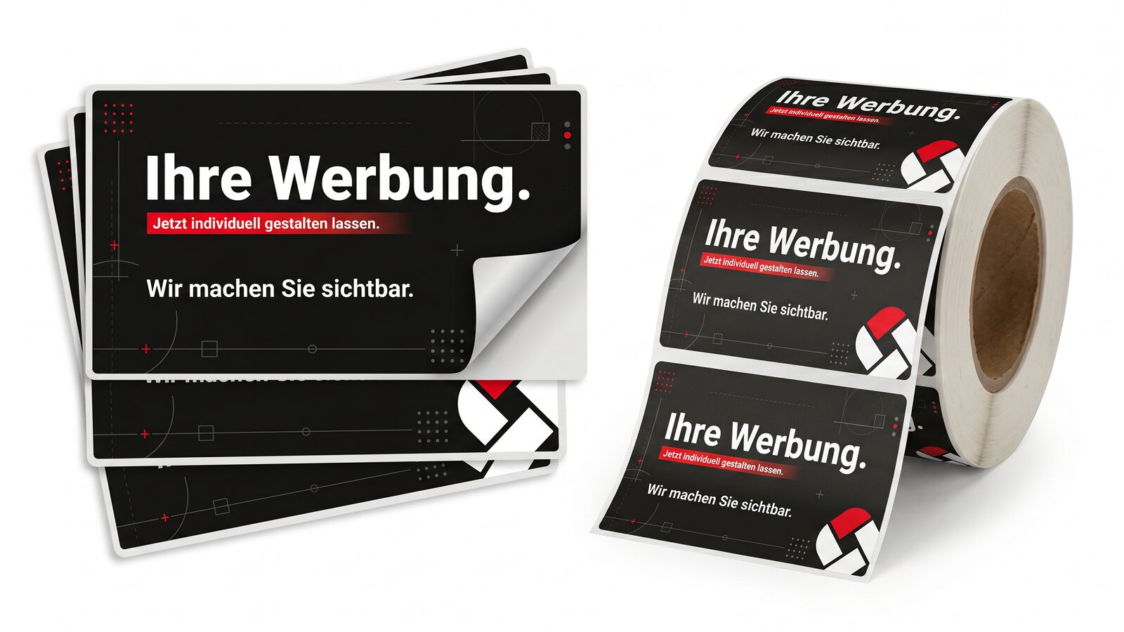 Aufkleber und Etiketten auf Rolle als Sticker