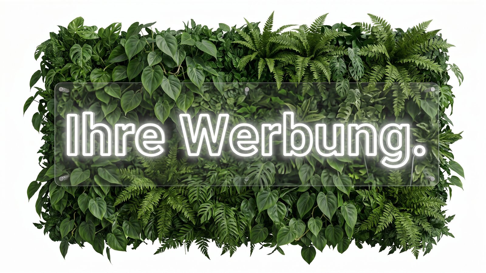 LED Neonschilder und Pflanzenwand