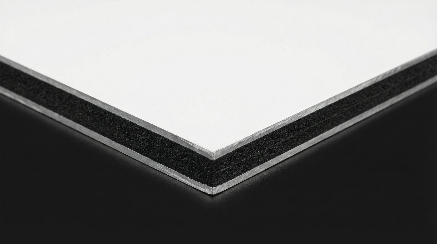 Aluverbund-Platte (Dibond) in weiss